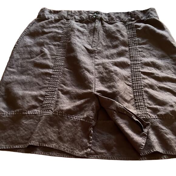 Sherry Taylor Brown Skirt Woman Size 2X Linen Look Above Knee Casual Work - Picture 3 of 8